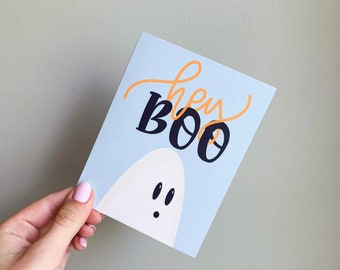 Hey Boo Halloween Greeting Card | Spooky Ghost