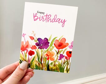 Birthday Card | Celebrate | Greeting Card, Happy Birthday Card, Floral Birthday Card, Cute Birthday Card, Handmade Card, Card for Her