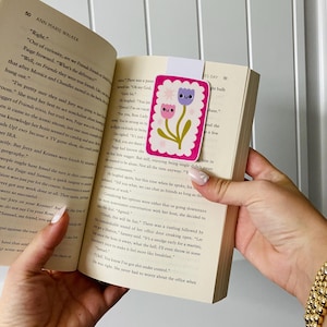 Happy Tulip Magnetic Bookmark, Reading Accessories, Bookish Gift, Bookmark, Gift for Reader, Summer Bookmark, Happy Bookmark