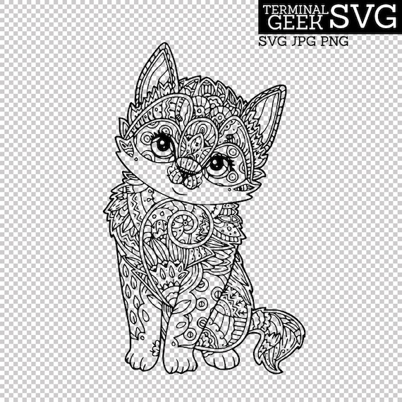 Download Cute Cat Zentangle Mandala Svg Png Jpg Cricut Silhouette Etsy