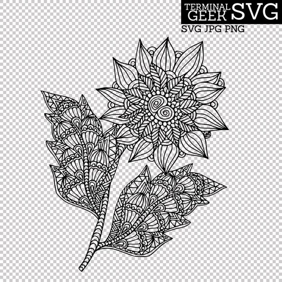 Download Sunflower Zentangle Mandala Svg Png Jpg Cricut Silhoutte Etsy