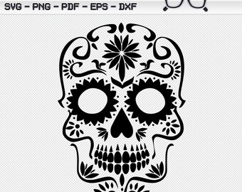 Sugar Skull Gesicht Pdf SVG PNG JPG Cricut Silhouette