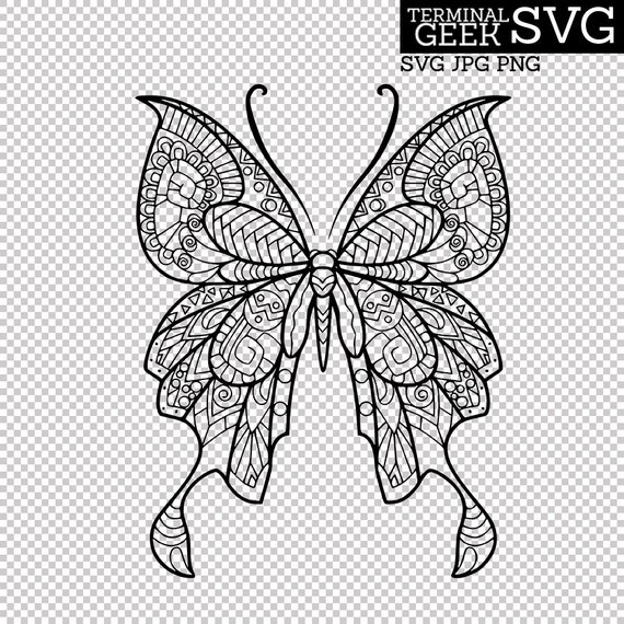 Download Butterfly 1 Zentangle Mandala Svg Png Jpg Cricut Silhoutte Etsy