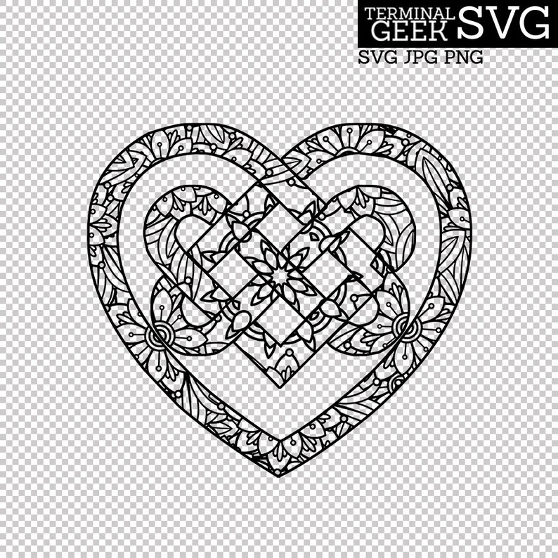 Download Celtic Heart Knot Zentangle Mandala SVG PNG JPG Cricut | Etsy