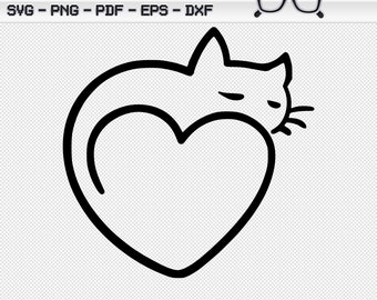 ハート 猫のしっぽ SVG PNG JPG Dxf Eps Pdf クリカット