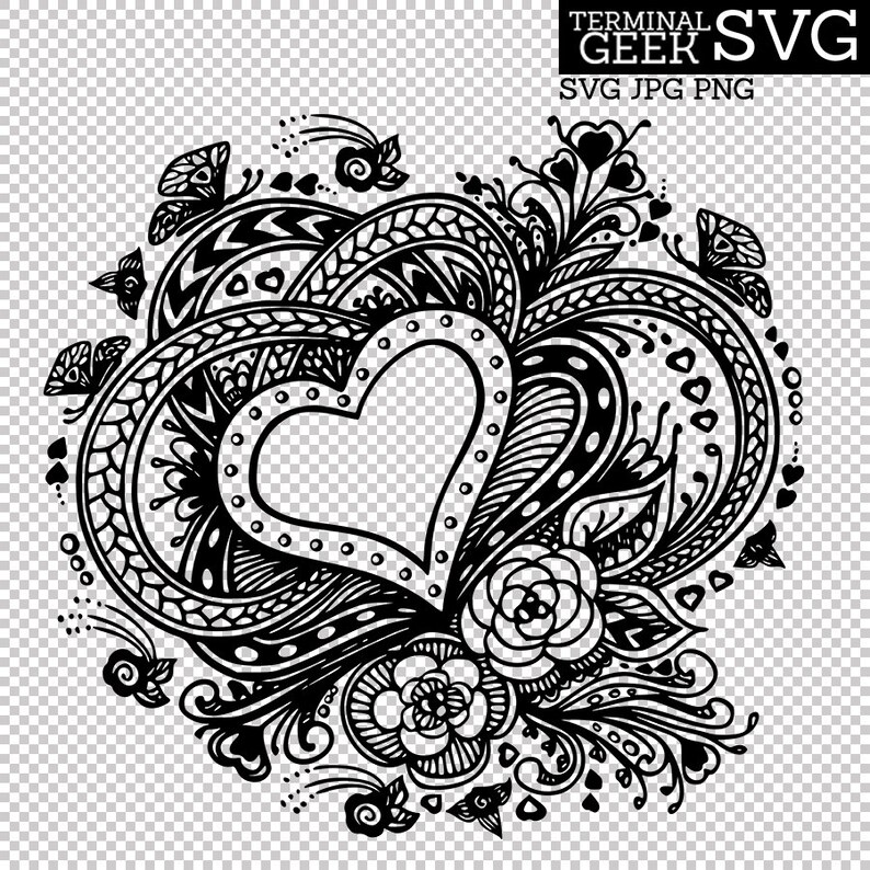 Free Free 290 Heart Mandala Cricut SVG PNG EPS DXF File
