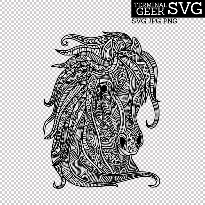 Download Horse Zentangle Mandala SVG PNG JPG Cricut Silhoutte | Etsy