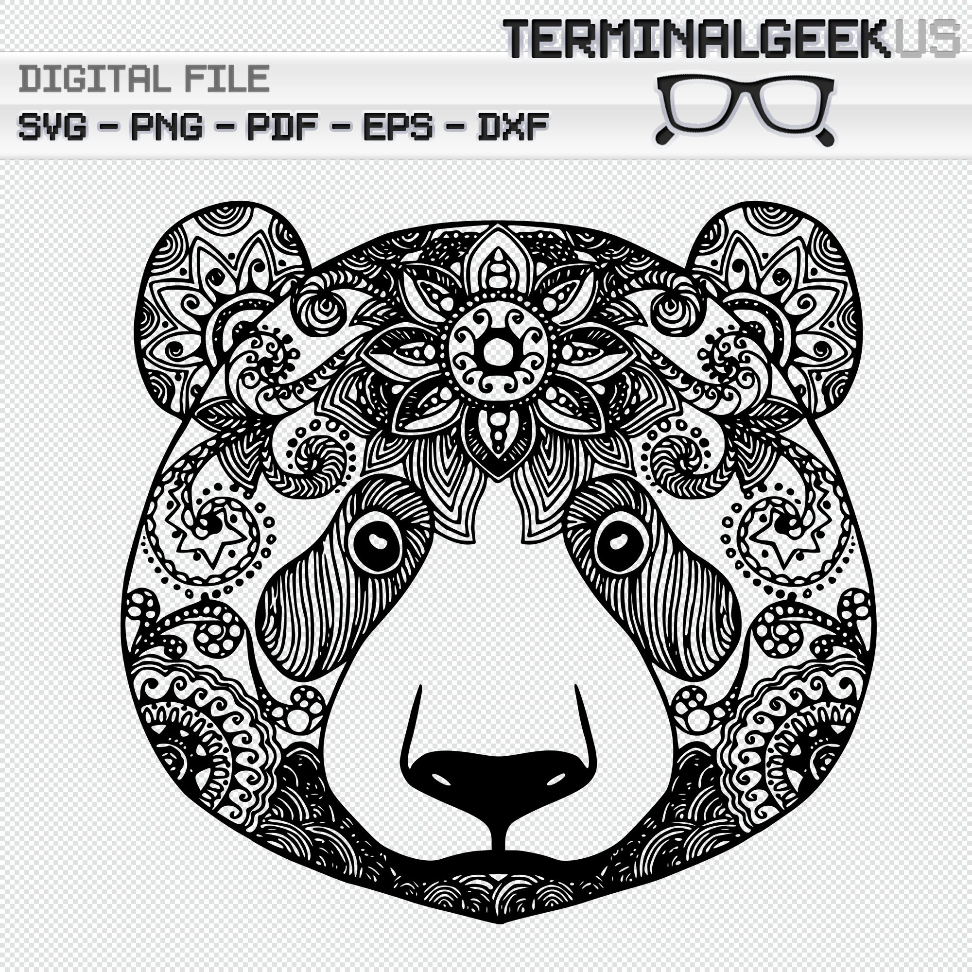 Bear Face Zentangle Mandala SVG PNG Dxf Eps Pdf Cricut Bear Face Zentangle Mandala SVG PNG Dxf Eps Pdf Cricut