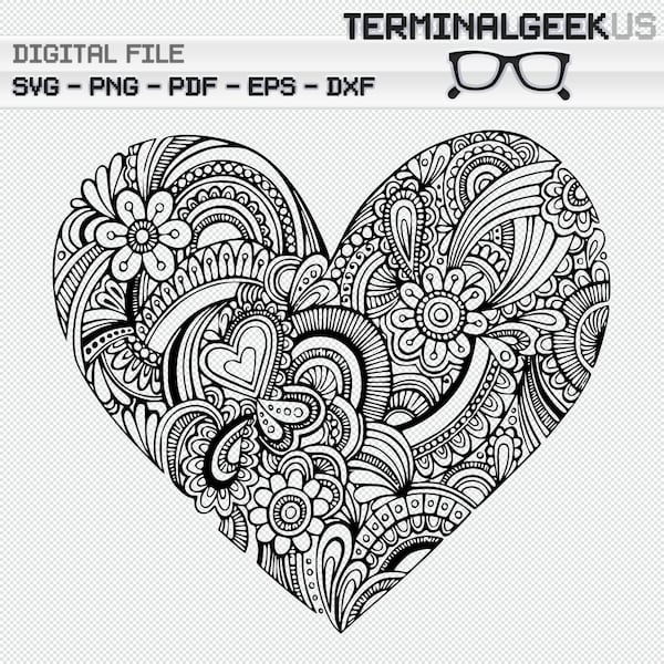 Zentangle Patterns Activity Zentangle With Hearts - Etsy