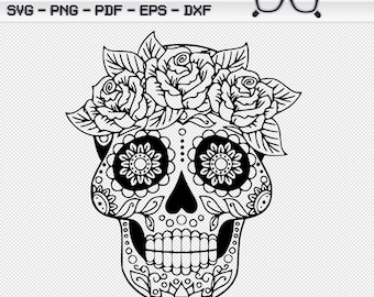 Sugar Skull Rosen Pdf SVG PNG JPG Cricut Silhouette