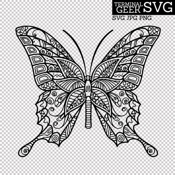 Download Butterfly 2 Zentangle Mandala Svg Png Jpg Cricut Silhoutte Etsy SVG, PNG, EPS, DXF File