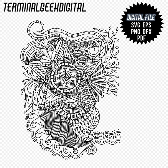 Download Shell And Star Zentangle Mandala Svg Png Pdf Dxf Eps Cricut Etsy