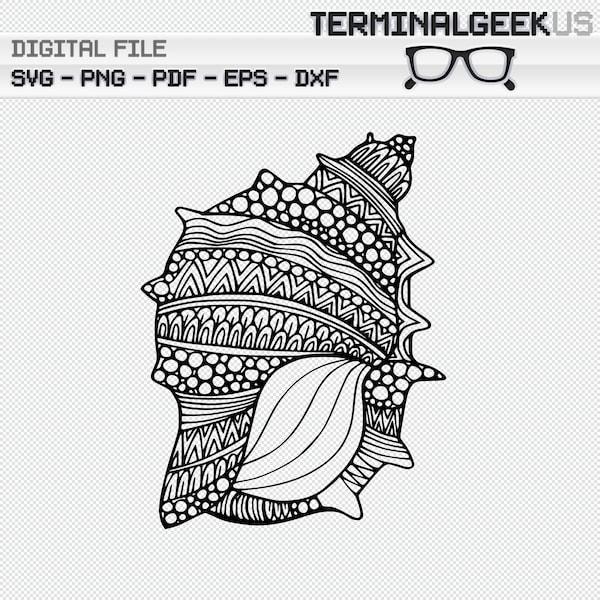 Shell Globe Zentangle Mandala Svg Png Dxf Eps Pdf Cricut Silhoutte Coloring Page