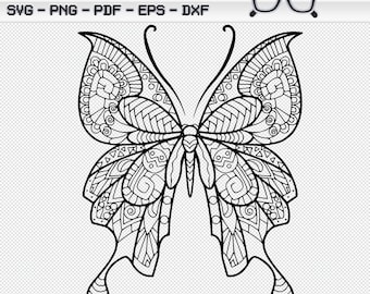 Vlinder #1 Zentangle Mandala SVG PNG JPG Cricut silhouet