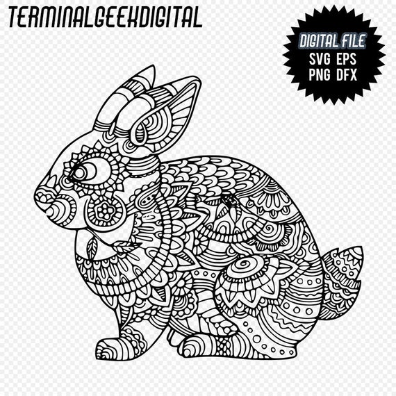 Download Rabbit 1 Zentangle Mandala Svg Png Dxf Eps Cricut Silhoutte Etsy