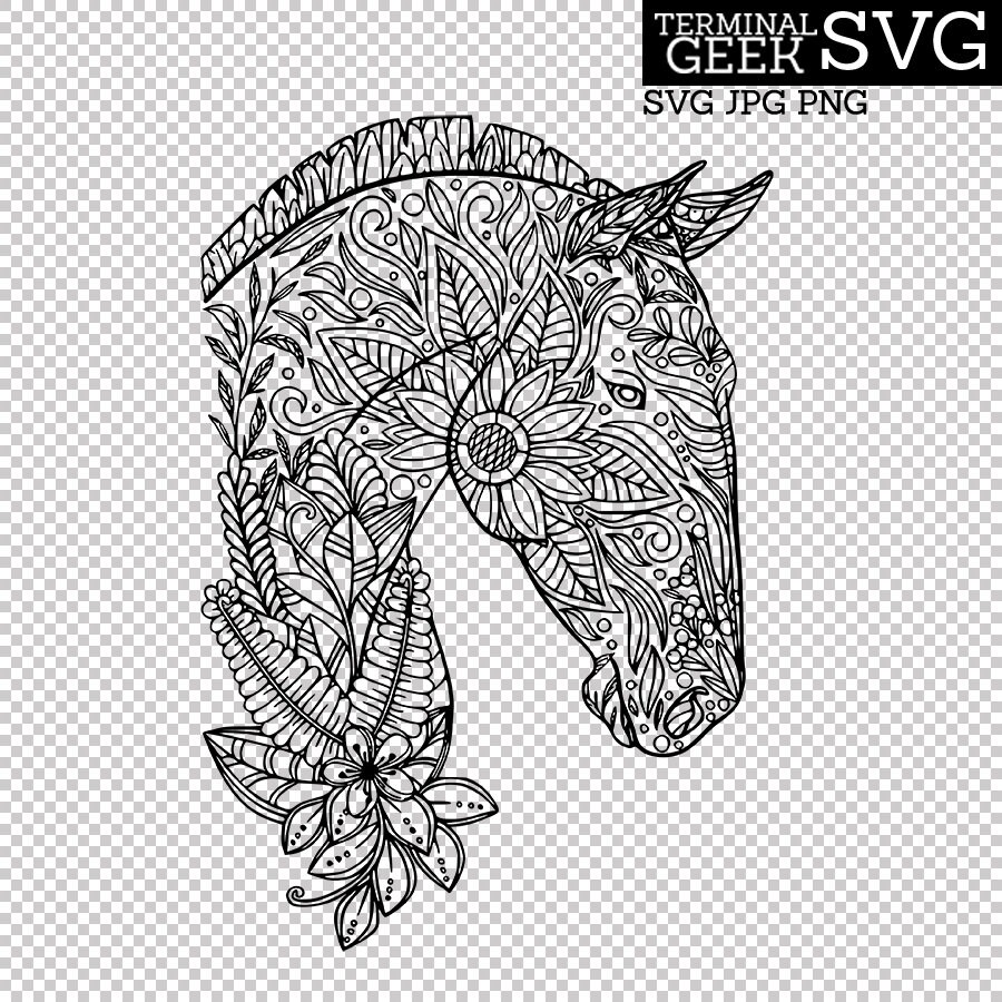 Horse Zentangle Mandala SVG PNG JPG Cricut Silhoutte | Etsy
