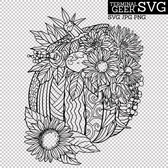 Harvest Pumpkin Zentangle Mandala Svg Png Jpg Cricut Etsy
