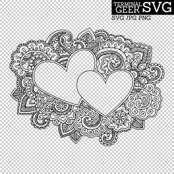 Download Hearts Zentangle Mandala SVG PNG JPG Cricut Silhoutte ...