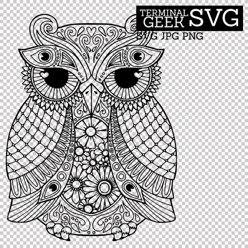 Download Majestic Owl Zentangle Mandala SVG PNG JPG Cricut ...