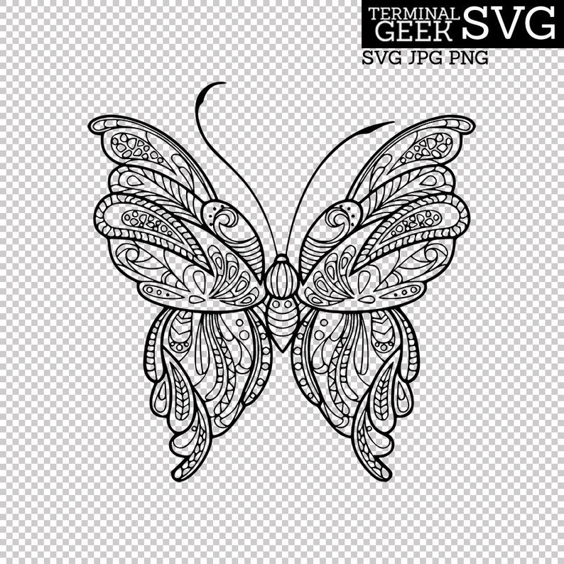 Download Butterfly 3 Zentangle Mandala SVG PNG JPG Cricut Silhoutte ...