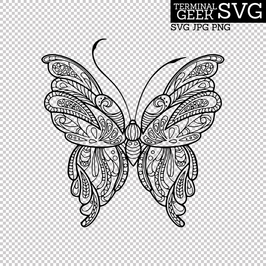 Butterfly Zentangle Mandala SVG PNG JPG Cricut Silhoutte ...