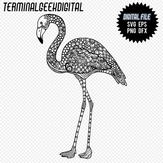 Download Flamingo Zentangle Mandala Svg Png Dxf Eps Cricut Silhoutte Etsy