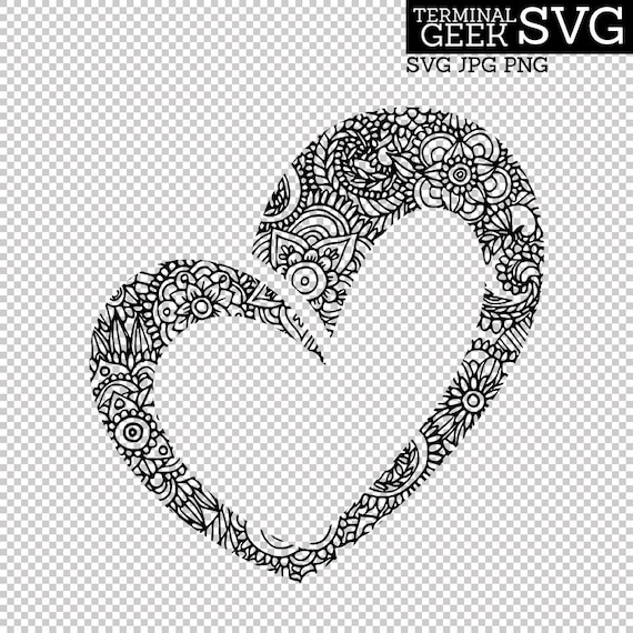 Download Heart Zentangle Mandala SVG PNG JPG Cricut Silhoutte ...