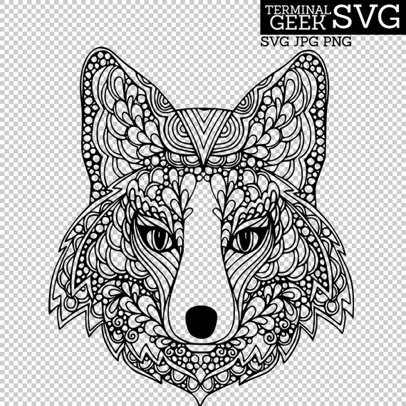 Download Wolf Zentangle Svg Png Eps Dxf Cricut Silhouette Adult Etsy