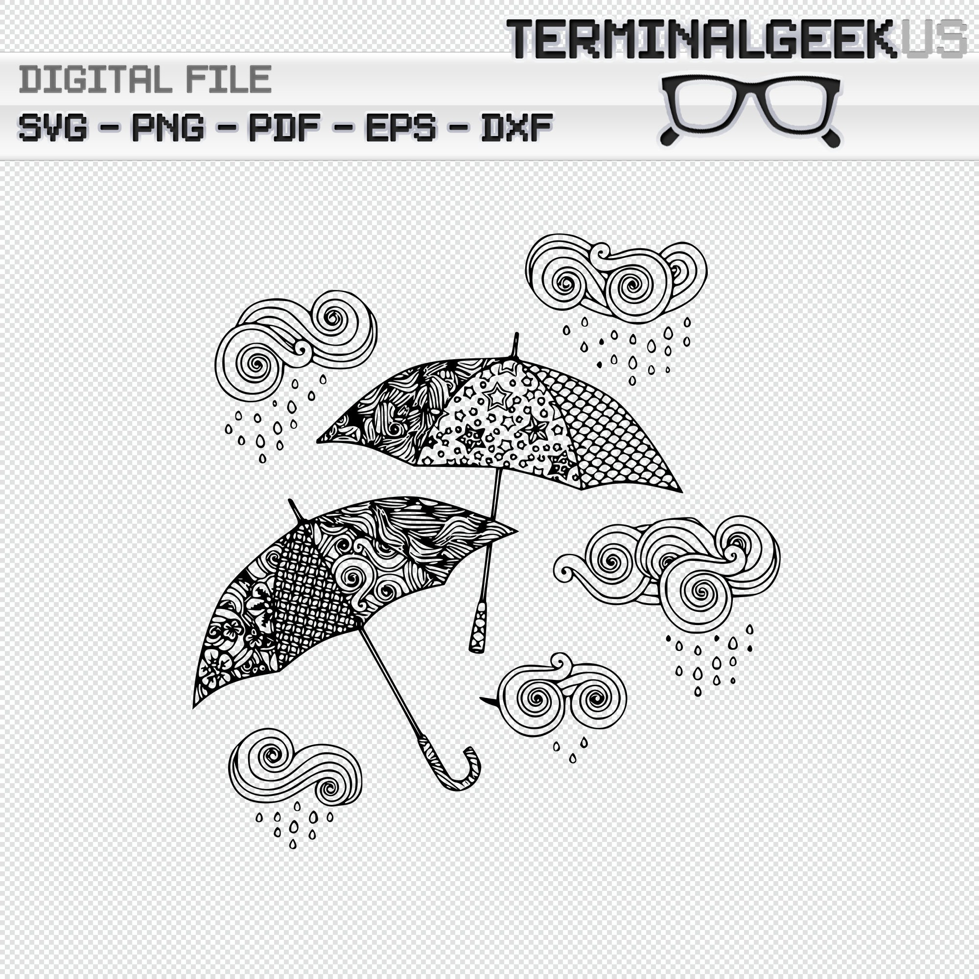 Rainy Day Umbrella Zentangle Mandala SVG Png Dxf Eps Pdf Rainy Day Umbrella Zentangle Mandala SVG Png Dxf Eps Pdf