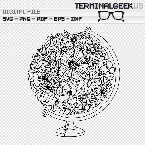 Floral Globe Zentangle Svg Png Pdf Dxf Eps Cricut Silhoutte Etsy Canada