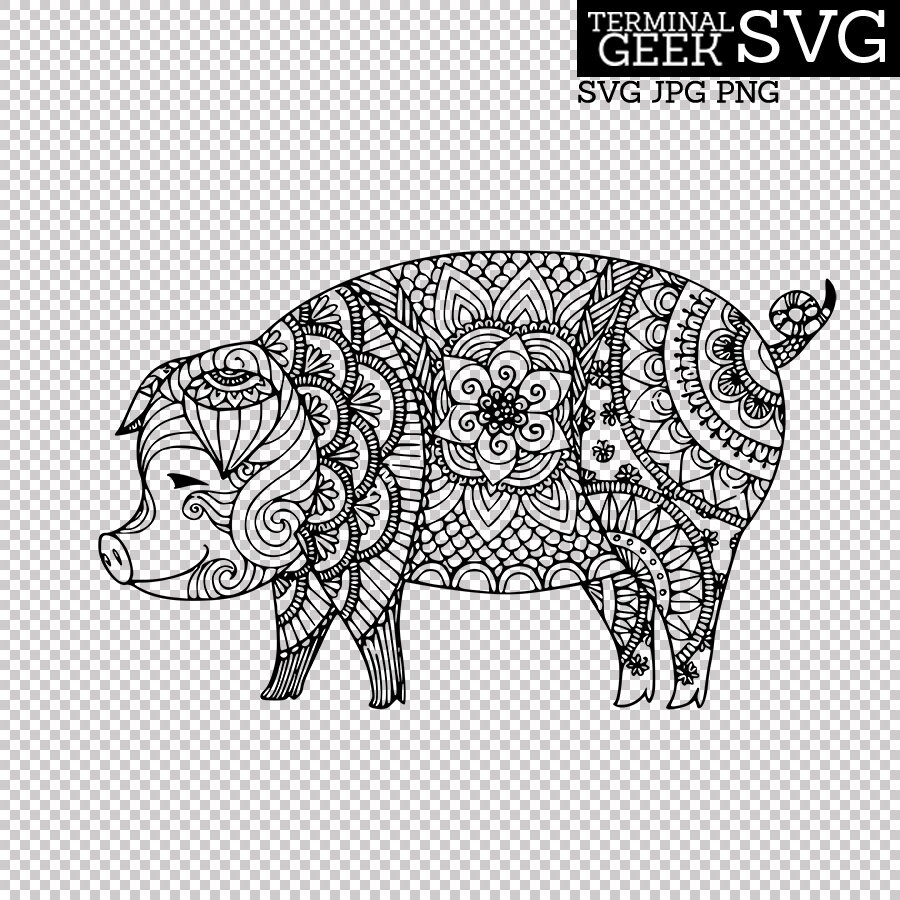 Pig Zentangle Mandala SVG PNG JPG Cricut Silhoutte | Etsy