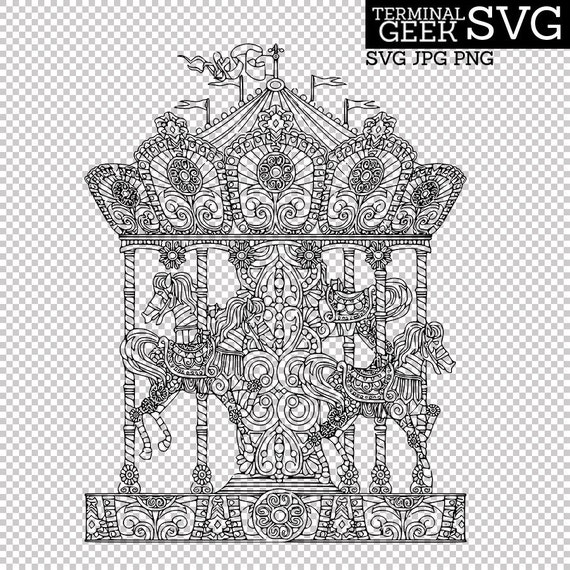 Download Free Carousel Zentangle Mandala Svg Png Jpg Cricut Silhoutte Adult Etsy SVG Cut Files