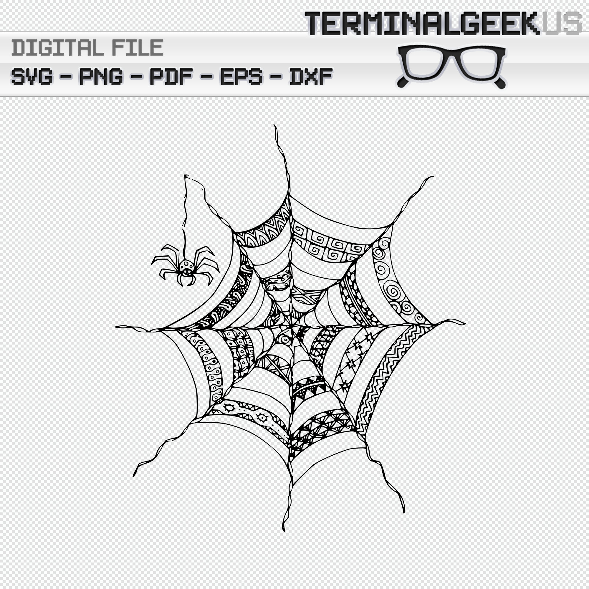 Spider Web Zentangle Mandala Svg Png Pdf Dxf Eps Cricut