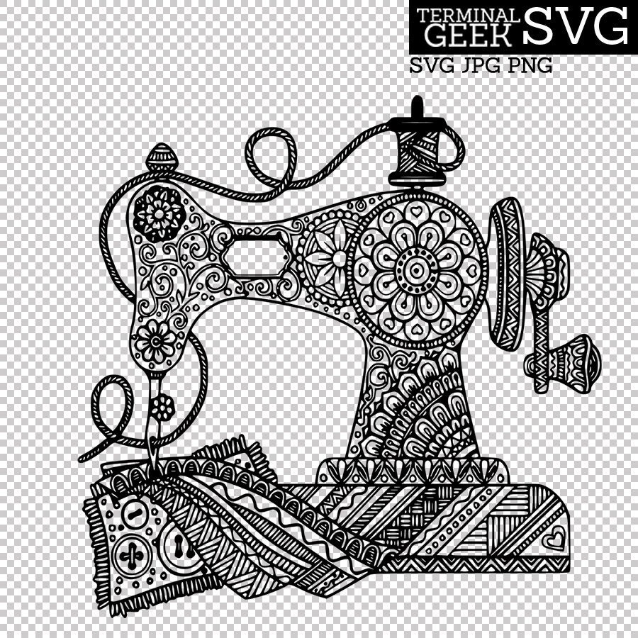 Download Free Sewing Machine Zentangle Mandala Svg Png Jpg Cricut Silhoutte Etsy SVG Cut Files