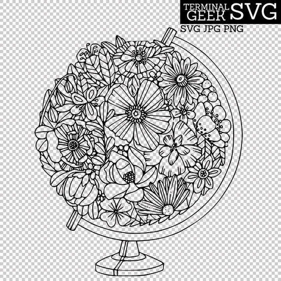 Download Floral Globe Zentangle Mandala SVG PNG JPG Cricut ...