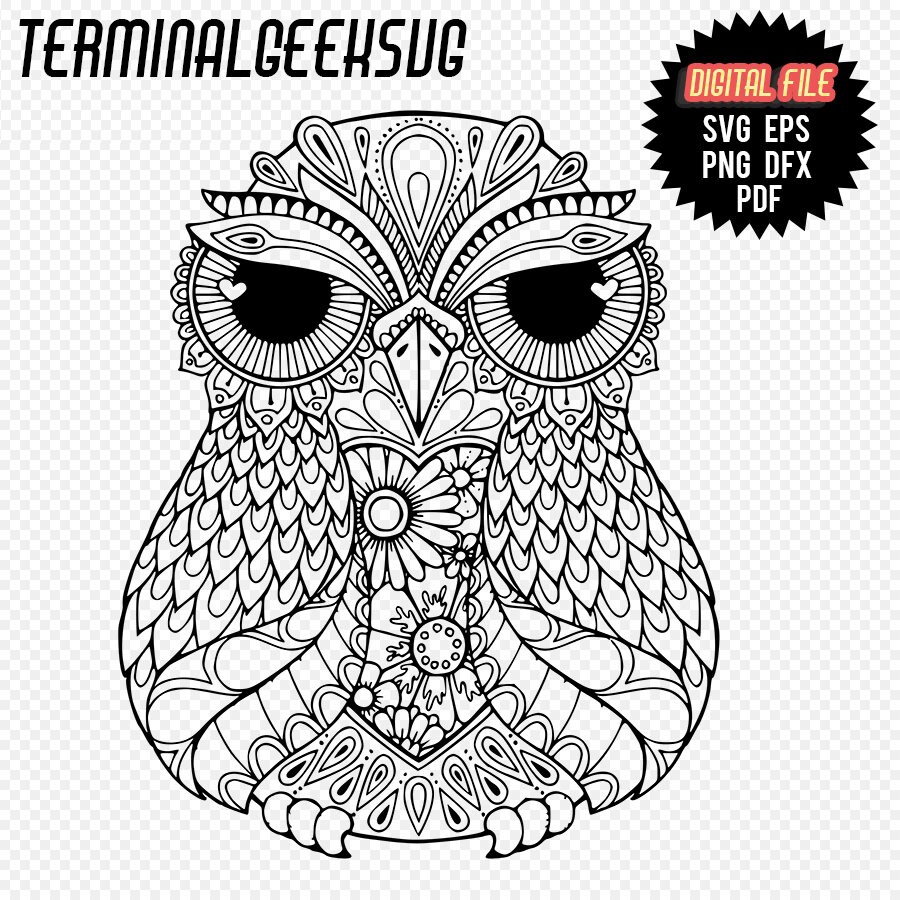 Download Owl Zentangle Mandala Svg Png Jpg Cricut Silhoutte Etsy