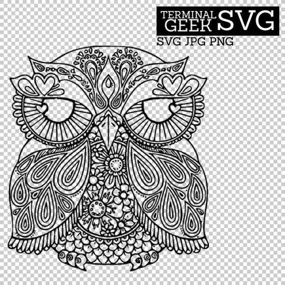 Download Free Majestic Owl Zentangle Mandala Svg Png Jpg Cricut Silhoutte Etsy SVG Cut Files