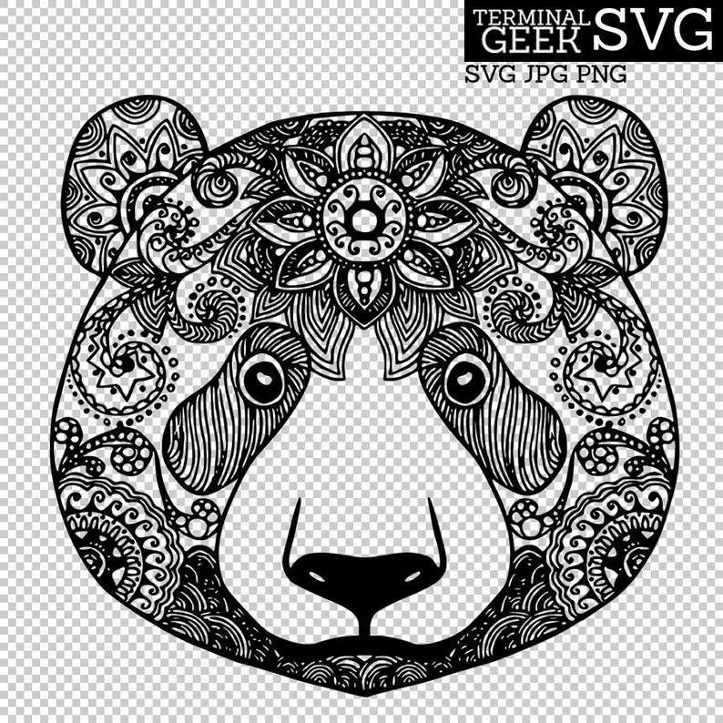 Download Bear 1 Zentangle Mandala SVG PNG JPG Cricut Silhoutte | Etsy