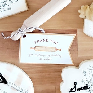 Sweet as Pie bedankkaartjes | Afdrukbare bedankkaartjes | Cadeaukaartje deegroller | Tags Verjaardagsbedankjes