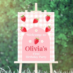 Strawberry Welcome Sign | Berry First Birthday | Berry Sweet Baby Shower | 1st Birthday | Sweet One | Printable