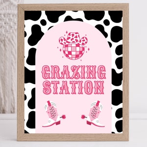 Grazing Station | Man I Feel Like I&#39;m One! | Disco Cowgirl Birthday Sign | Let&#39;s Go Girls | Space Cowgirl | 8x10 | Printable