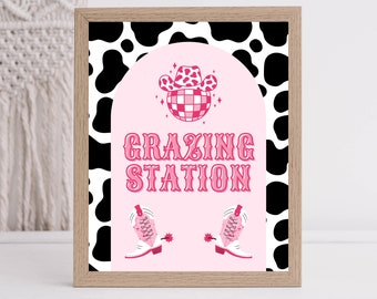 Grazing Station | Man I Feel Like I'm One! | Disco Cowgirl Birthday Sign | Let's Go Girls | Space Cowgirl | 8x10 | Printable