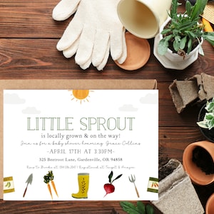 Locally Grown Baby Shower Invitation | Farmers Market Baby Shower | Little Sprout | Garden Party | Girl or Boy | Vegetable | Printable