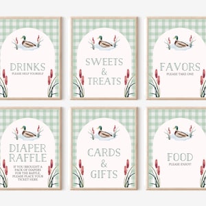 Duck Signs 8x10 | One Lucky Duck First Birthday | Mallard Duck | Duck Birthday or Baby Shower | Sweets | Diaper Raffle | Food | Printable