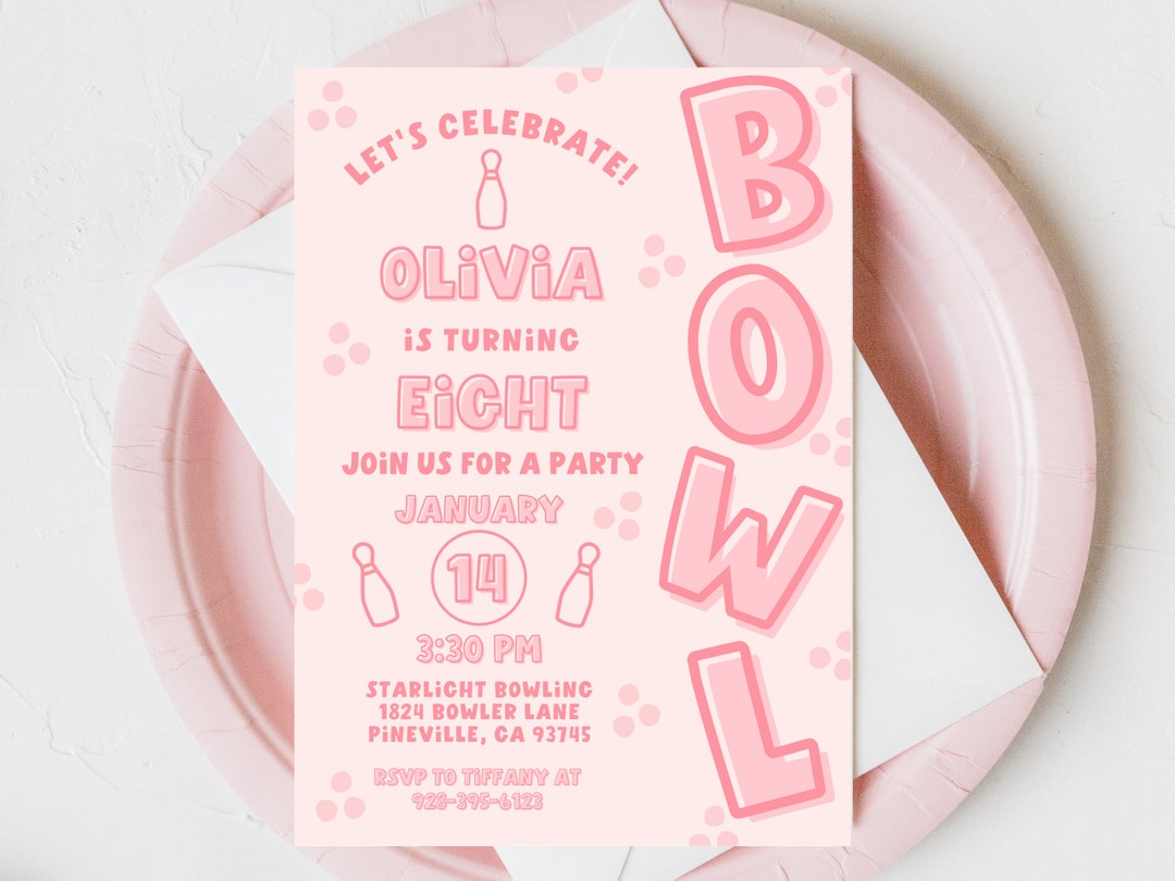 Bowling Birthday Invitation Printable 5x7 Cosmic Bowl Birthday Invite