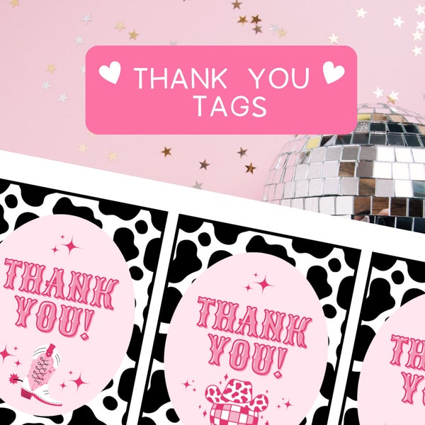 Man I feel Like I'm One Thank You Tags | Disco Cowgirl Decor | Pink Space Cowgirl First Rodeo | 1st Birthday | First Birthday | Printable
