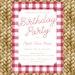Red Gingham Birthday Invitation 5x7 Printable Picnic - Etsy