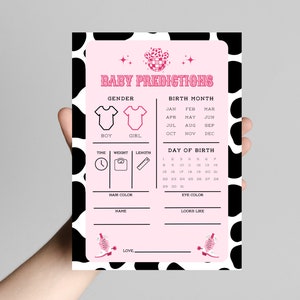 Man, ik voel me als een Mama Baby Voorspellingen Kaart | Disco Cowgirl babyshower | Ruimteveedrijfster | Nashville-babyshowerspel | Afdrukbaar