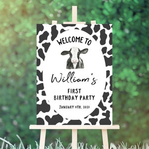 Cow Welcome Sign | Printable | Welcome Baby Shower or Birthday Sign 18&quot;x24&quot;, 20&quot;x30&quot; or 24&quot;x36&quot; Cow Birthday Sign | Holy Cow | Cow Party