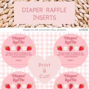 Erdbeer-Babyparty-Windel-Gewinnkarten | Beere Süße Babyparty | Jemand Beerensüßes ist unterwegs | Beere Spezial | Druckbar